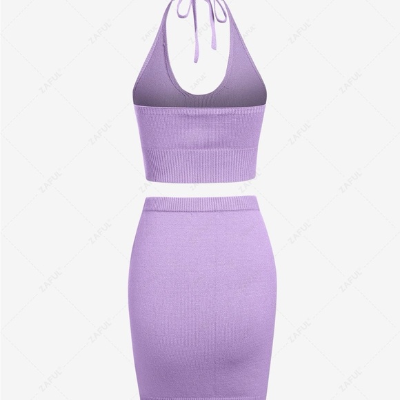 ⚡️2/$25⚡️ Purple Halter Top and Mini Skirt Matching Set | Vacation Resort Party - Picture 4 of 17